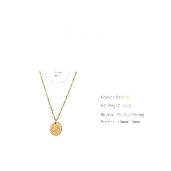 Stainless Steel Round Eye Pendant Necklace - Picture 4 of 6